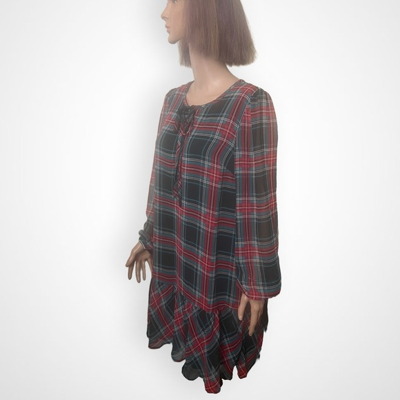 Draper James Red and Blue Ruffled Bishop Sleeve Dress - Picture 7 of 16